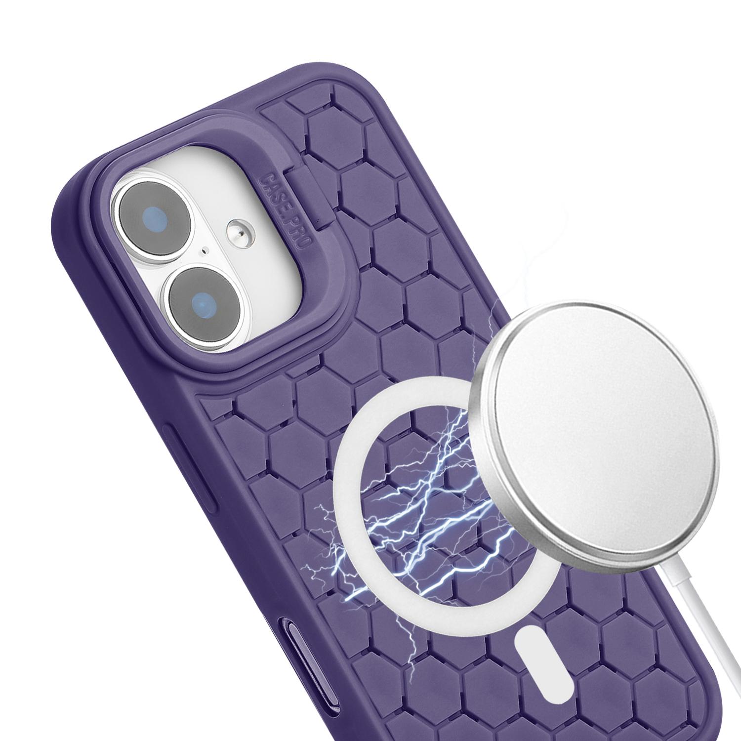 

For iPhone 16 Case Compatible with MagSafe Kickstand Heat Dissipation TPU Phone Cover with Lanyard Army Green