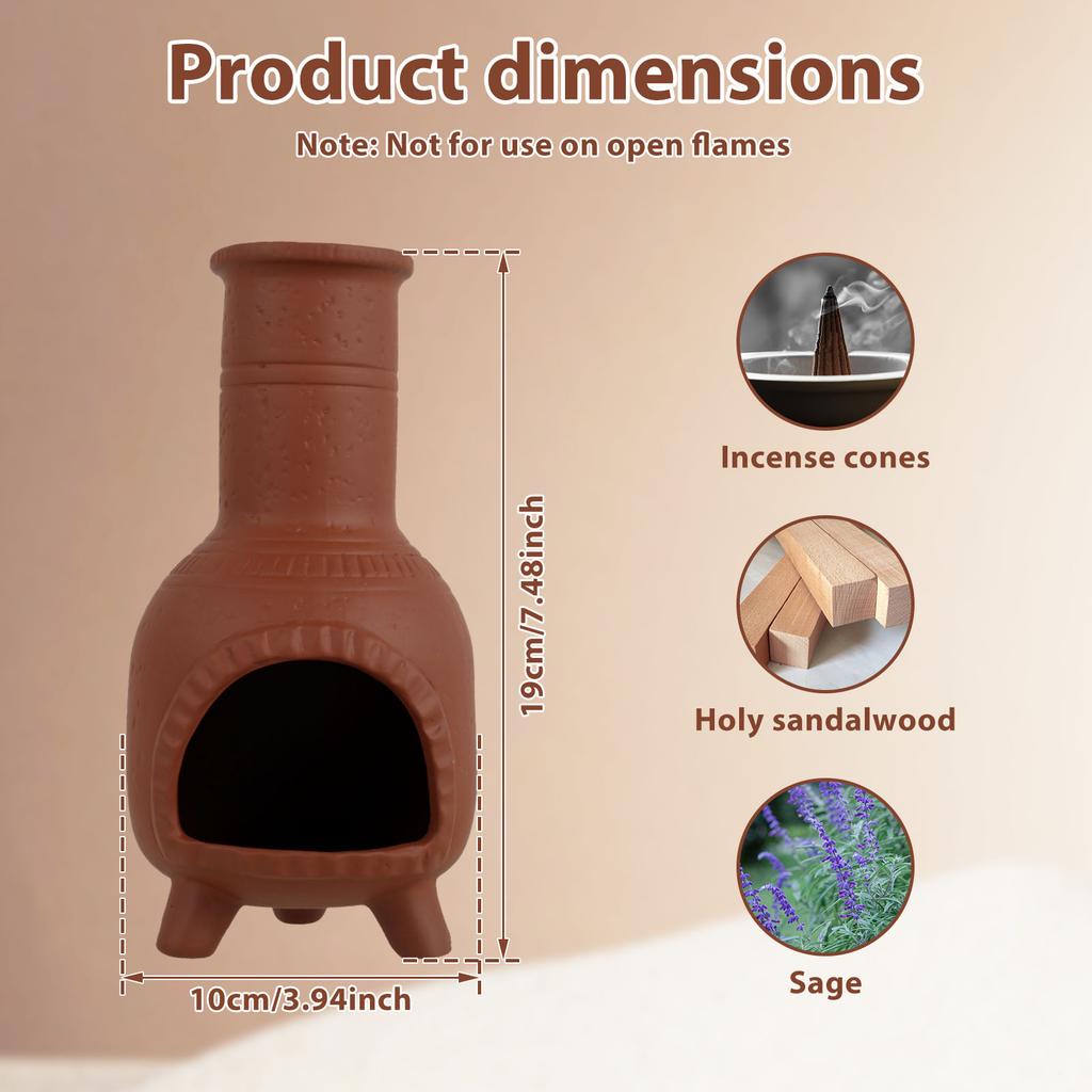 Ceramic Incense Burner Santo Holder Sage Burner Holder Incense Burner Chimney Dish Smudge Bowl for Yoga Meditation Zen Home Deco