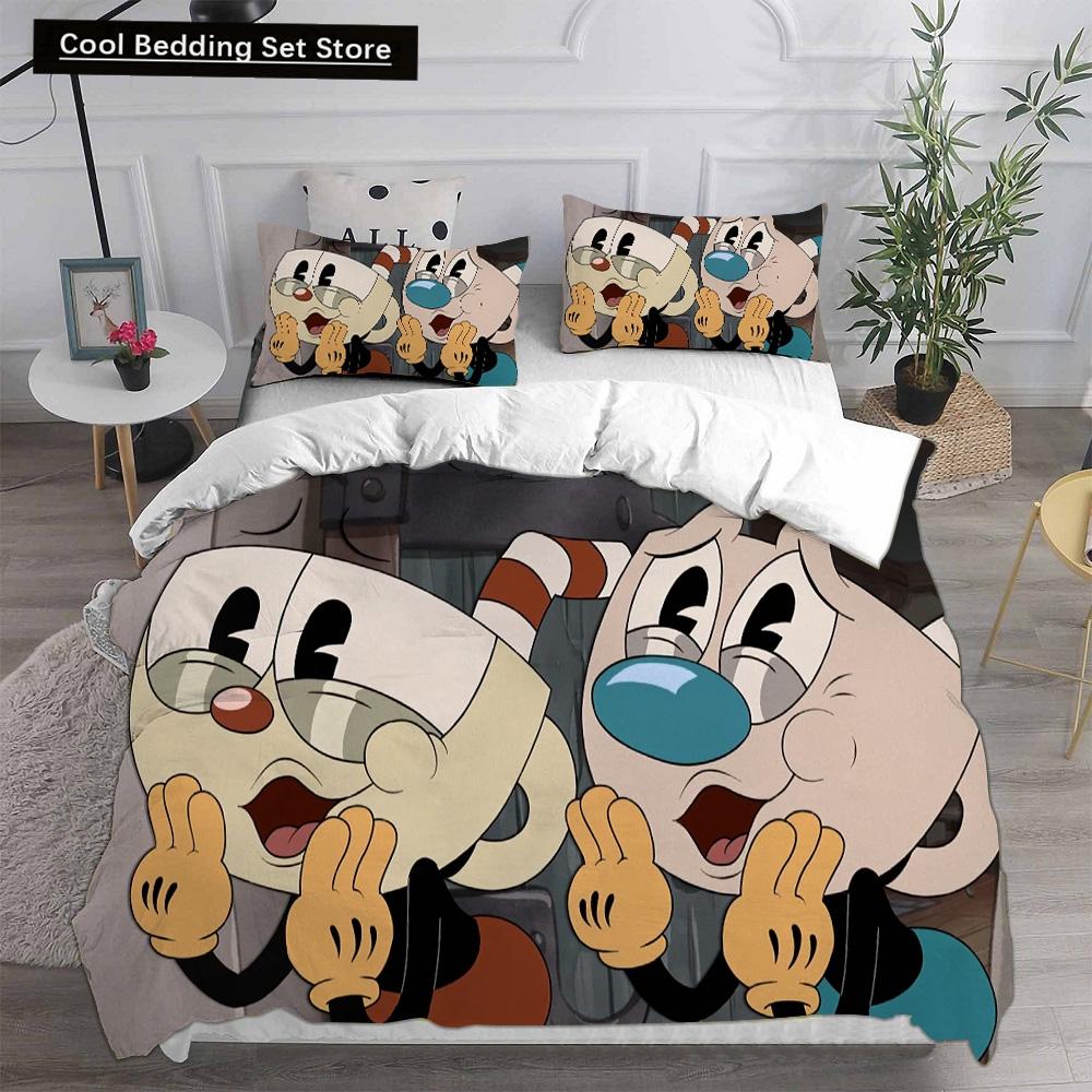 New 3D Print Game Cartoon Cuphead Bedding Sets Comforter Quilt Bed Cover Duvet Cover Pillow Case 2-3 Pieces Sets Kids Adult Size