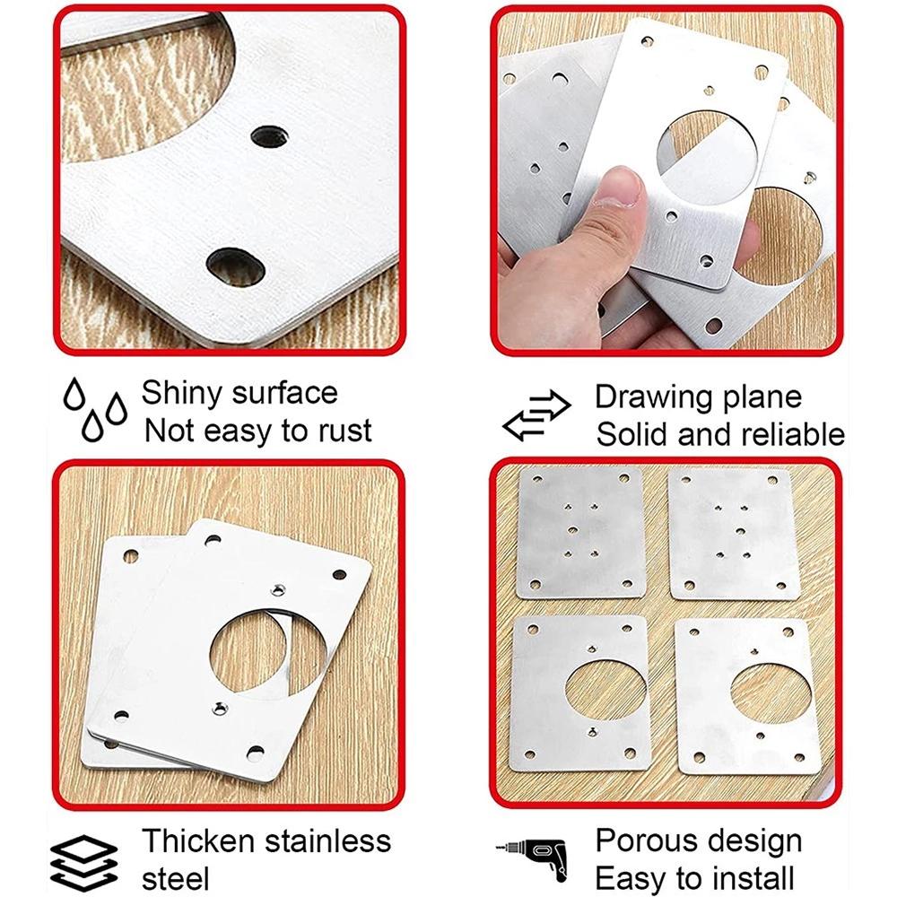Cabinet Hinge Hole Repair Kit Stainless Steel Hinge Fixing Plate Kit Wardrobe Cupboard Hinges Board Reinforced Mounting Bracket