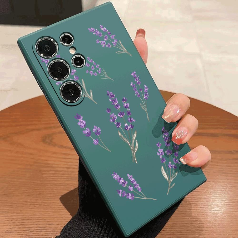 Purple Lavender Pattern Phone Case for Samsung Galaxy S25 S24 Ultra S23 S22 S21 S20 FE Plus Soft TPU Protection Cover