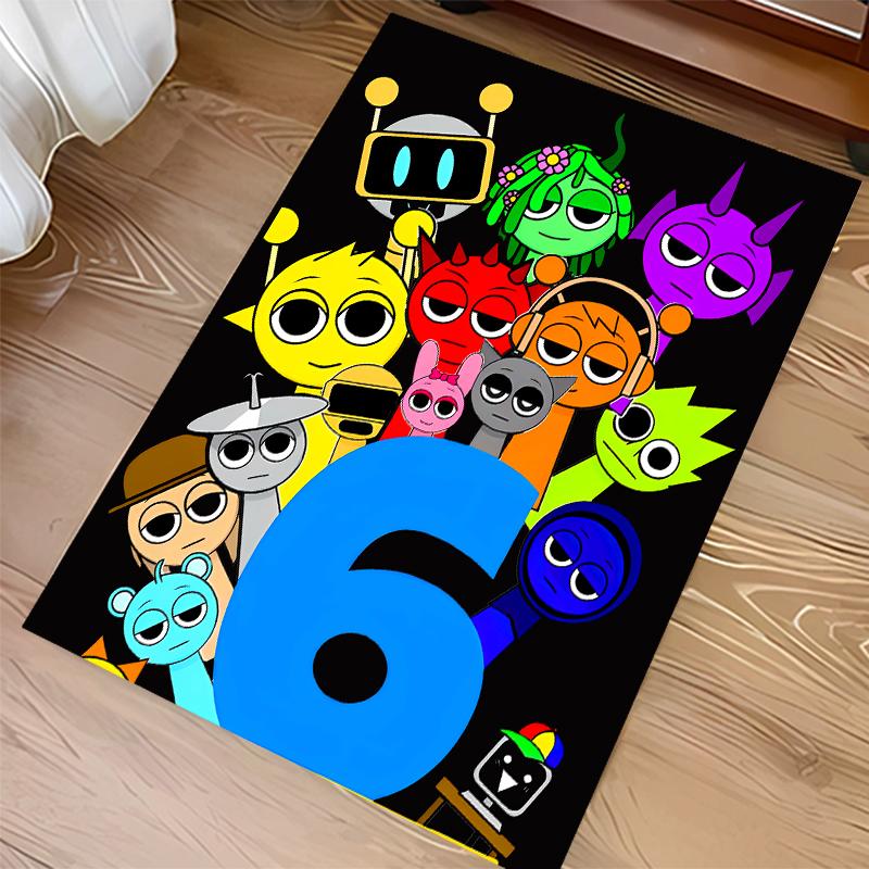 1pc Sprunki Game2 Print Area Rug - Soft, Washable Non-Slip Indoor Mat for Office Chairs, Living Room, Home Office Decorative Rug
