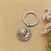 Vintage Sun Moon Keychain Metal and Glass Circular Key Pendant, Men's and Women's Charter Decoration Anniversary Birthday Gift