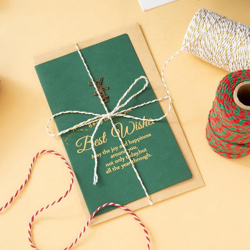 100 Meter/Roll Two Colors Cotton Baker Twine Rope Cord DIY Gift Crafts Wrap Christmas Wedding Decoration Gift Packaging String