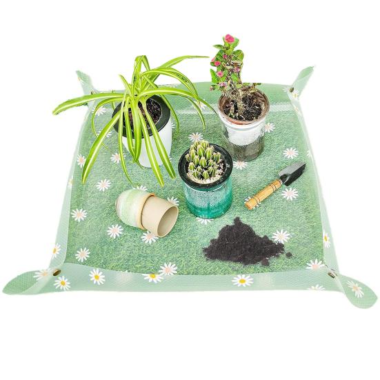 

Прозрачный коврик для пересадки растений с цветочным принтом, легко чистящийся, многоразовый, водонепроницаемый, складной, поднос для пересадки растений, комнатный 50cm