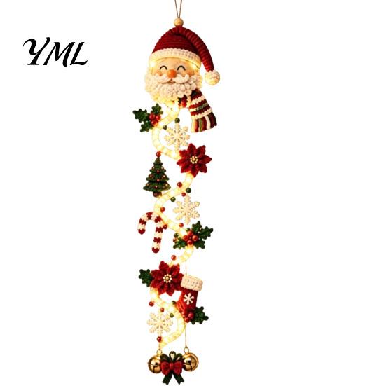 Ornamenti Artigianali all'Uncinetto Personalizzati, Appendiporta di Natale Luminoso, Spirale all'Uncinetto con Luci LED, Pupazzo di Neve Babbo Natale Renna Decorazione Festiva per Ingresso Angelo