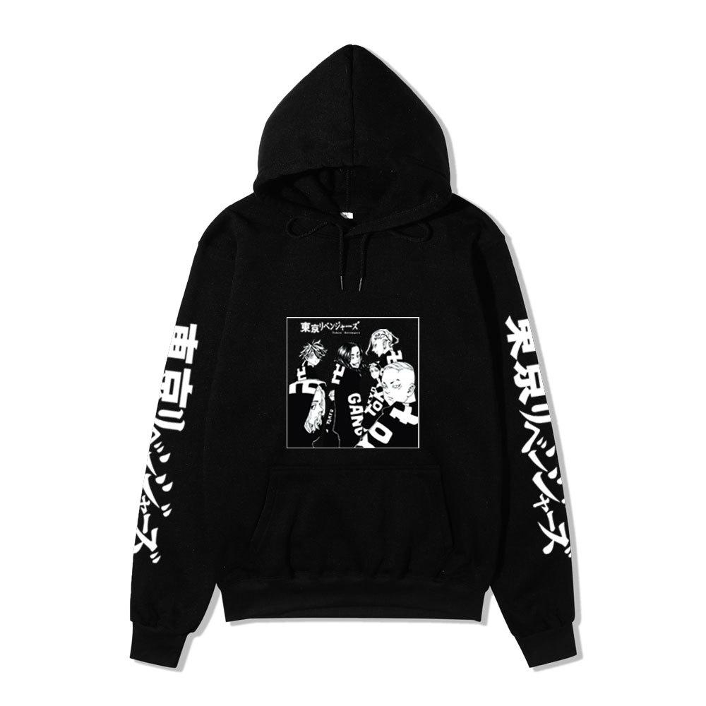 Tokyo Revengers Gang Group Unisex Fleece Hoodie Autumn Winter Black White Manga Print Long Sleeve Anime Pullover Sweatshirt