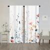 2 Pieces Modern Floral Watercolor Curtains, Polyester Fabric, Machine Washable, Suitable For Bedroom Living Room Decoration