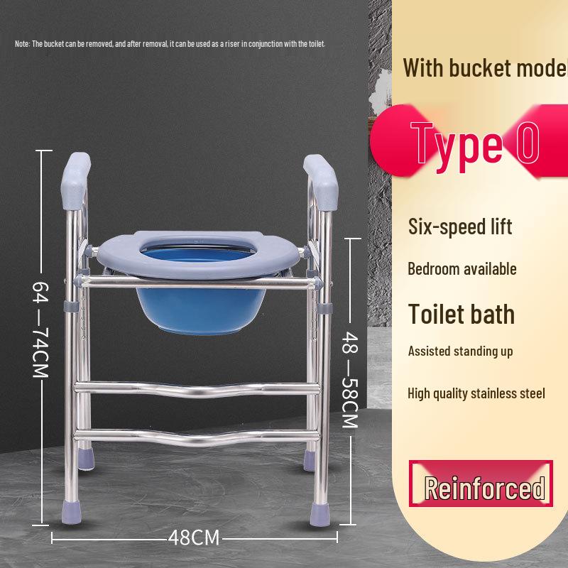 Elderly Toilet Riser Frame with Raised Armrests and Squatting Pan
