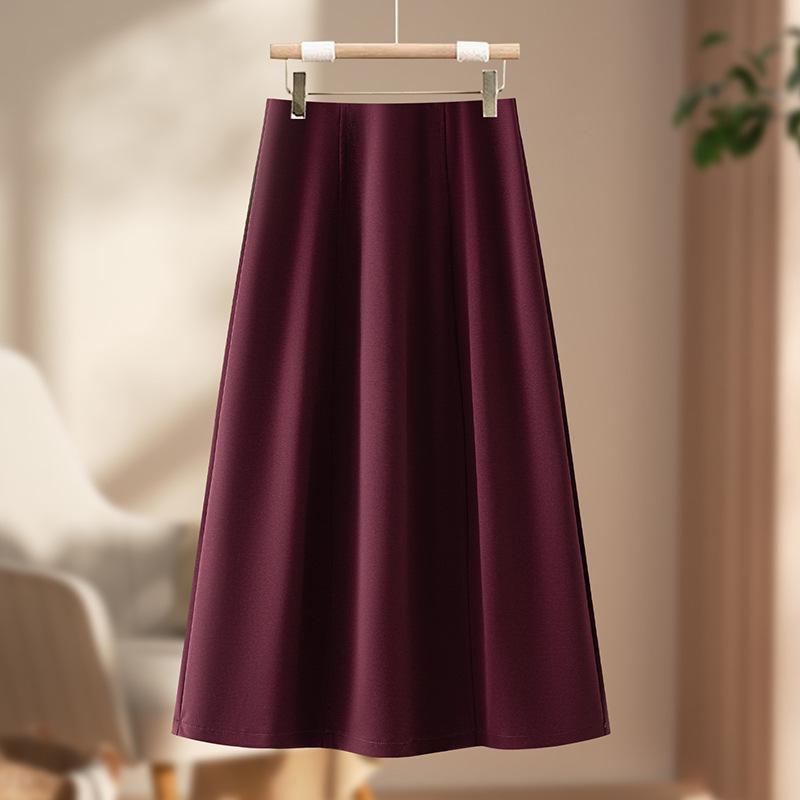 Women's High-Waisted Spring 2026 Slimming Skirt, Mid-Length, Elastic Waist, Umbrella Style, Petite Fit, Elegant Drape