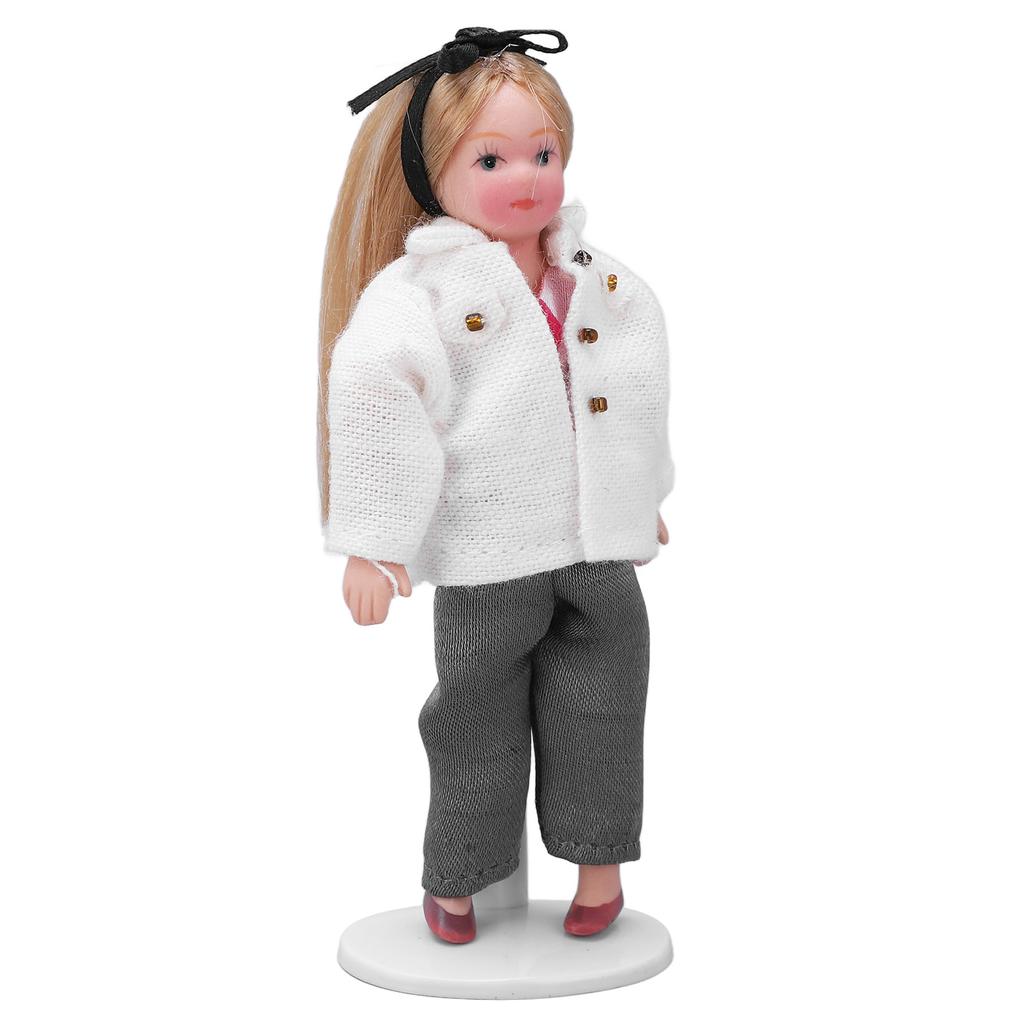 Miniature Porcelain People Movable Limbs Lifelike Mini Ceramic Girl Doll for 1/12 Scale Dollhouse