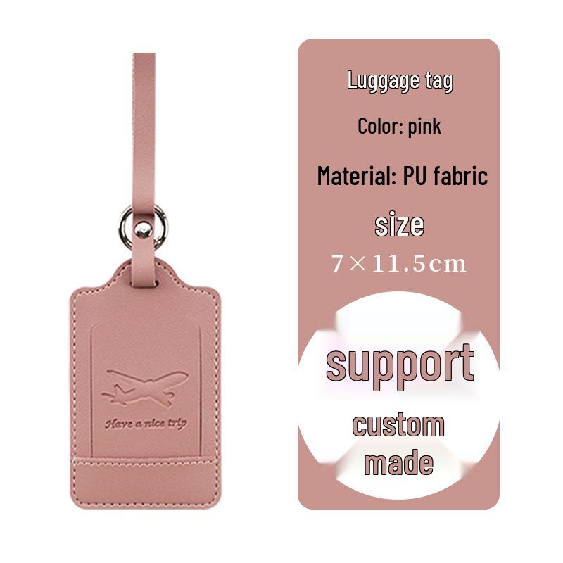 Round Ring Metal Luggage Tag with Extended PU Leather Strap