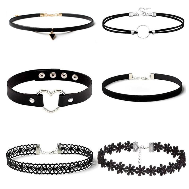 6pcs Women’s Black Lace Choker Necklace Set