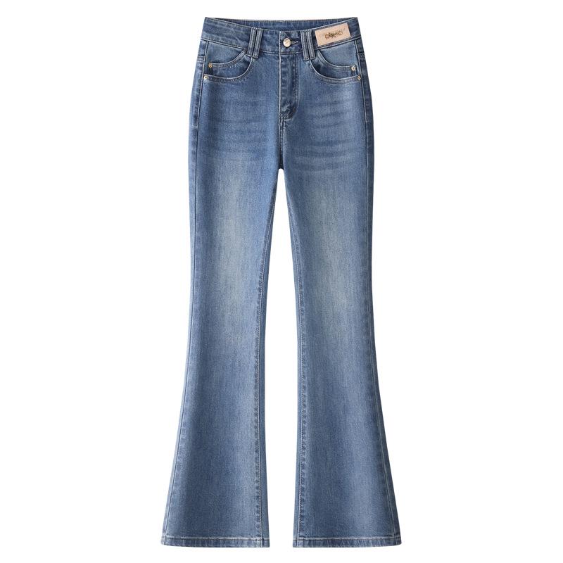

2024 Retro High Waist Slim Fit Flared Jeans for Women - Spring/Autumn Style 4XL