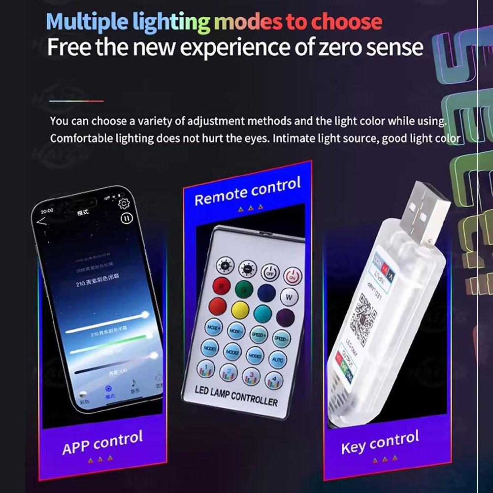 Full Color Streamer Car Ambient Lights RGB APP 64 Color Universal LED Interior Hidden Acrylic Strip Symphony Atmosphere Lamps