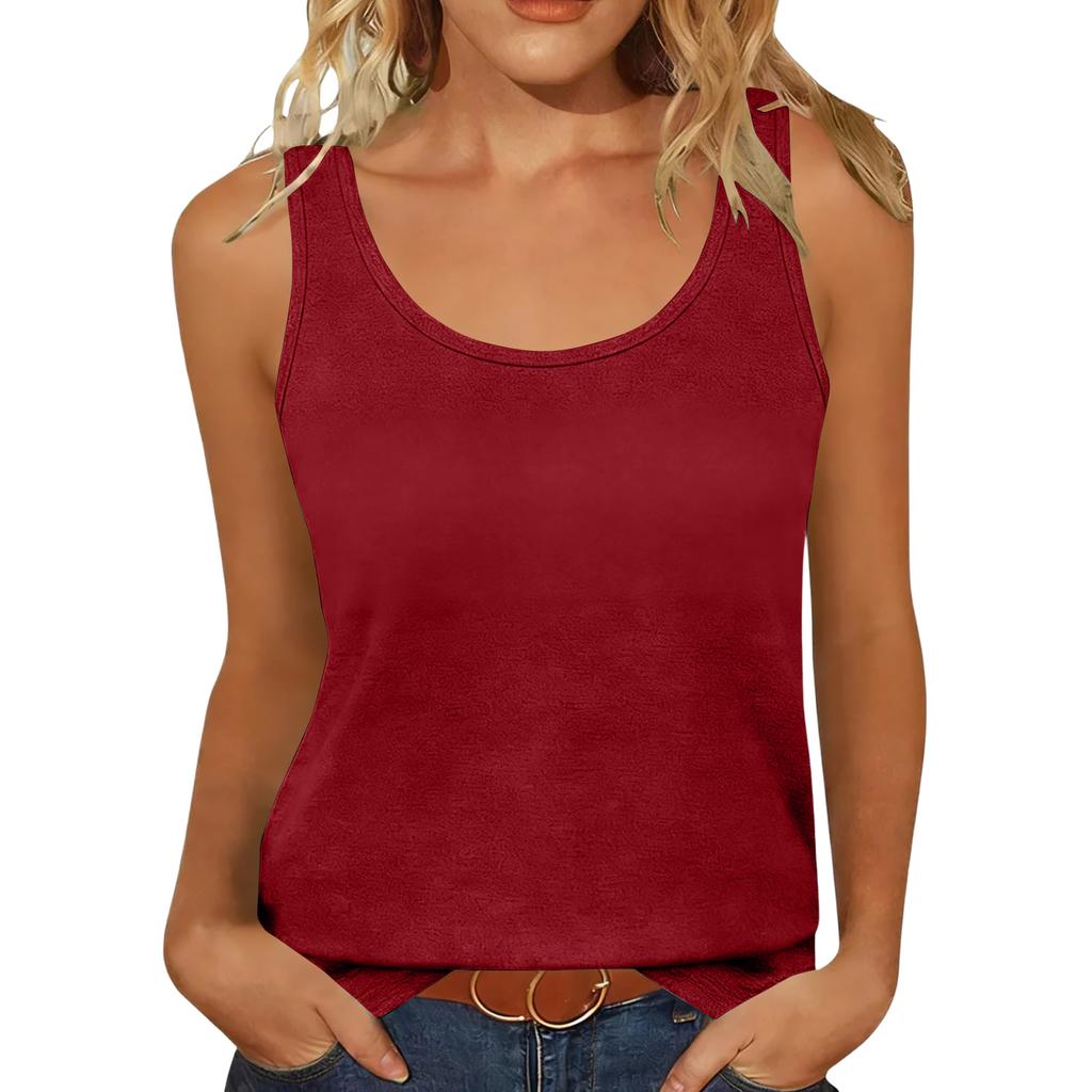 Women's Casual Tunic Tops To Wear With Leggings Sleeveless Summer Color Shirts Tanks Blouses