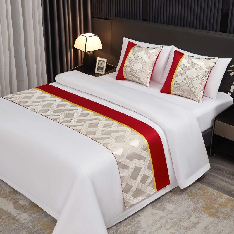 Light Luxury High-end Hotel Bed Flags Vintage Decorative Scarves Bedding Same Style Pillowcase European Style Wedding Room Home Decorat Bed Tail Towel