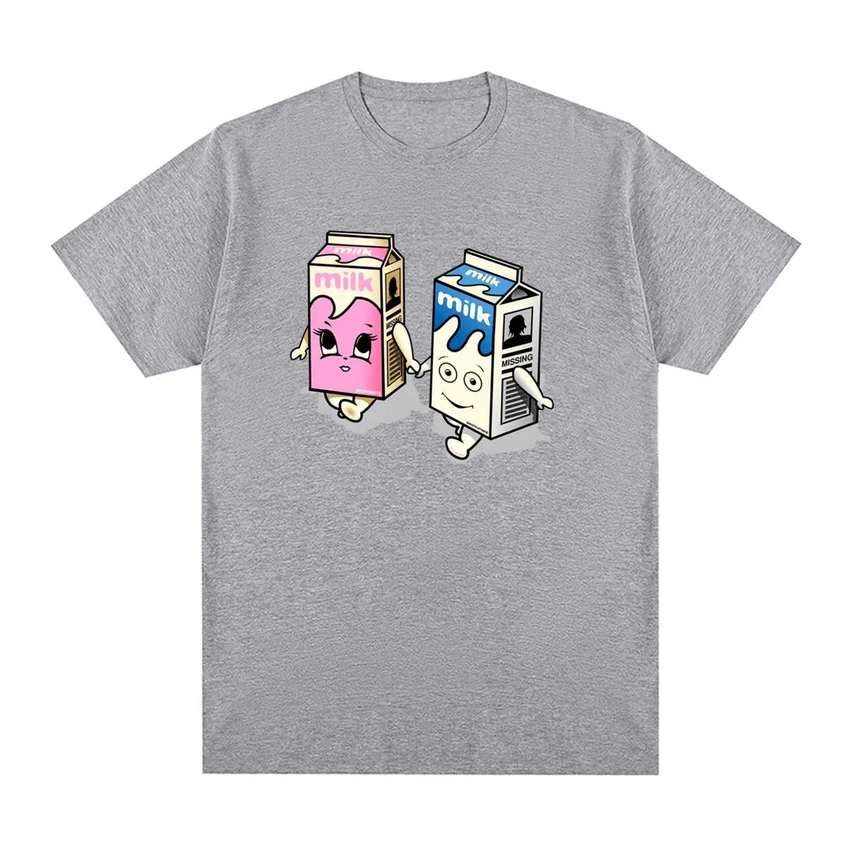 

Funny milk pattern printed Tshirt 100 cotton simple and versatile loose and comfortable Tshirt S