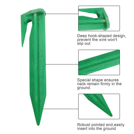 1 sada pozemních hřebíků Široká kompatibilita Zlepšení stability Biologicky odbouratelný Bezpečný kabel Venkovní zahradní sekačka Hraniční čára Zásobování hrotem