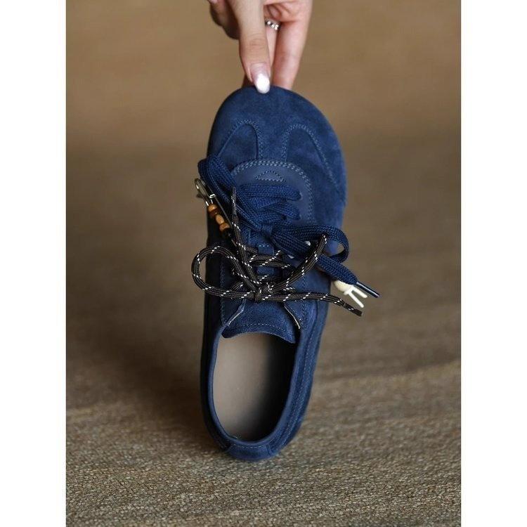 Trend matte cowhide blue Dexun shoes women's fashion casual shoes 2025 new autumn soft leather women's shoes single shoes