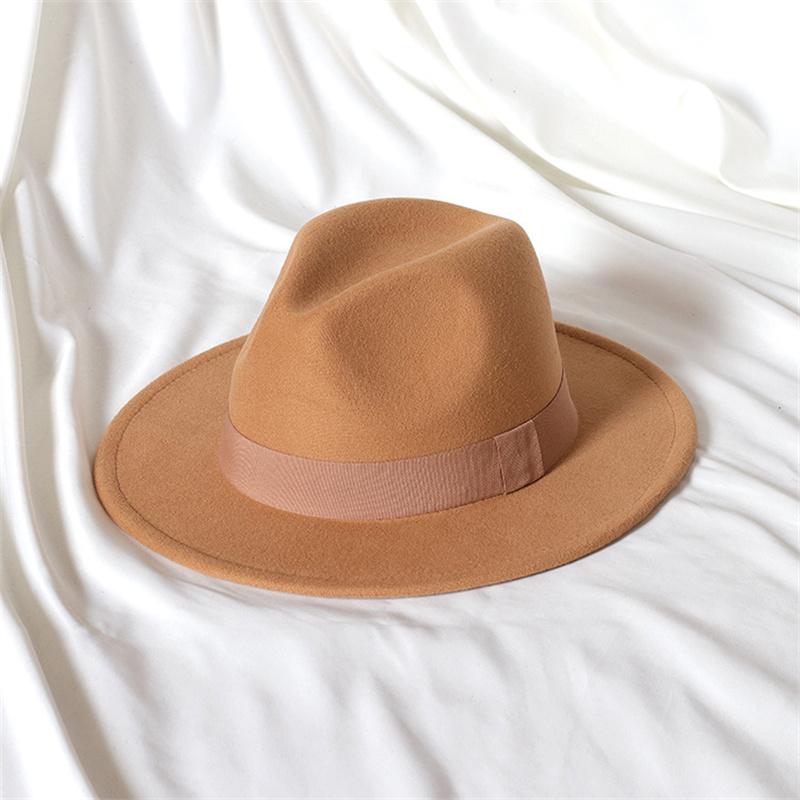 Skórzany Różowy Kapelusz Fedora z Szerokim Rondem Jazzowy Kapelusz Jesień/Zima Klasyczny Elegancki Kapelusz Panama Kapelusz Dżentelmena Sombrero
