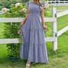 Purple Floral Print Sleeveless Tiered Maxi Dress