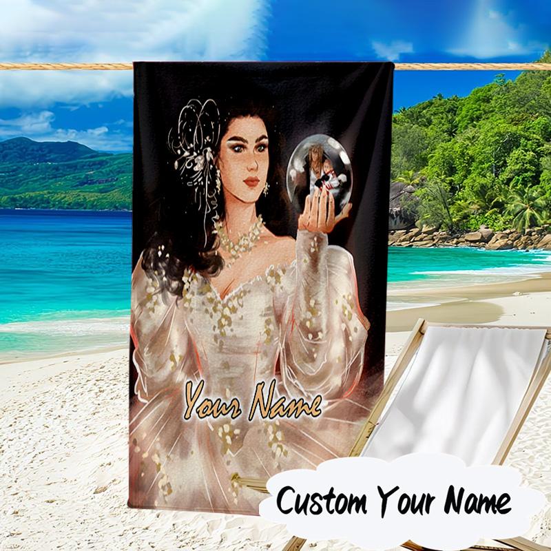 Custom Name Golden Labyrinth Adventure Microfiber Beach Towel Super Soft & Absorbent for Bath, Beach, Travel Bath Time Accessory, Fan Gifts