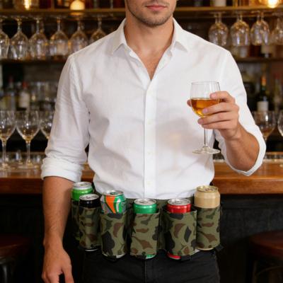 1/2 Piezas Cinturón de Cerveza Ajustable 6 Paquetes Funda para Latas de Cerveza y Refresco Hombres Mujeres Camping al Aire Libre Senderismo Picnic Fiesta Soporte para Botellas de Cerveza Accesorios para Beber