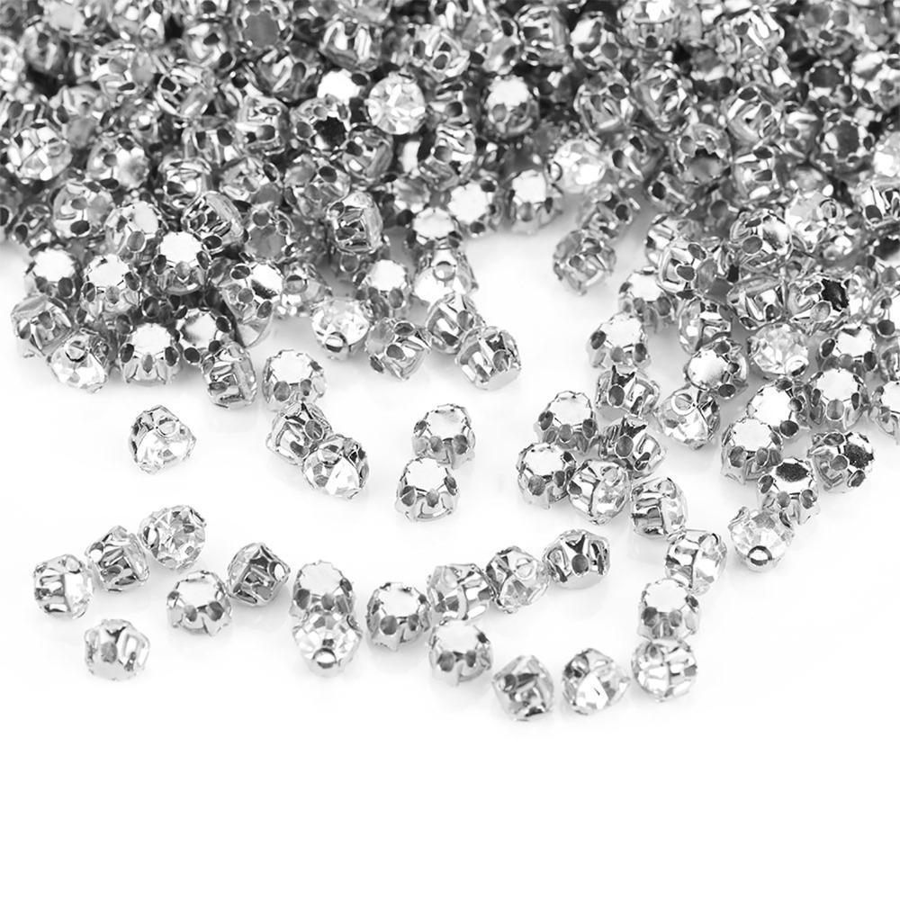 1440pcs Flat Round Shape Flatback Rhinestones 3D Anti Scratch Claw Rhinestones For Sewing Crafts серебряный