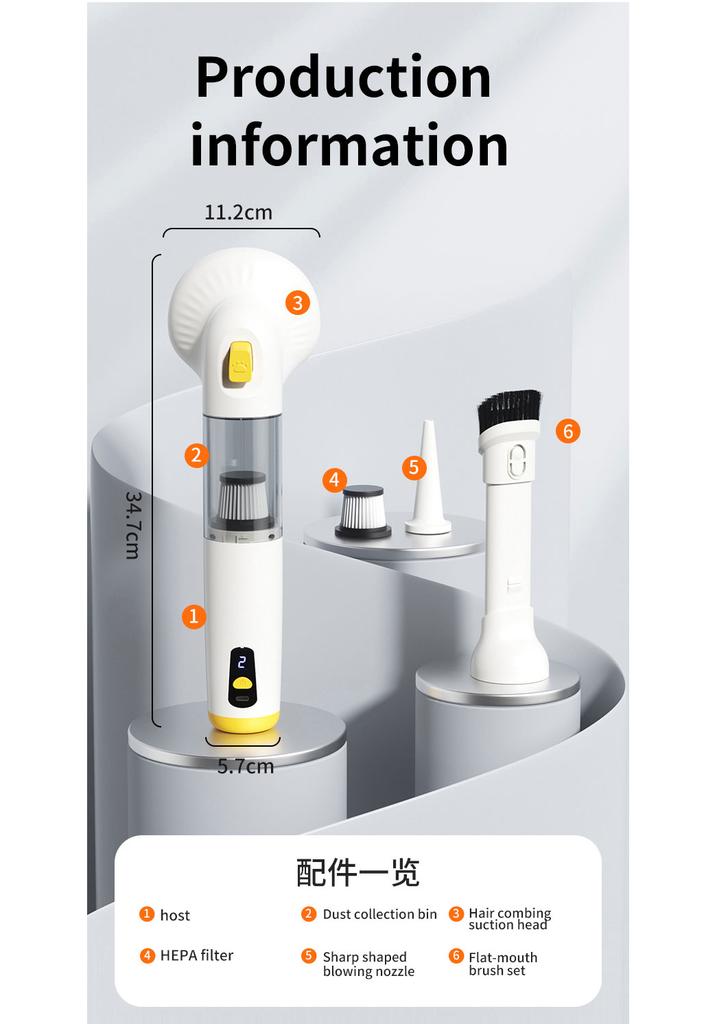 Car Wireless Mini High-Power Vacuum Cleaner, Blow Dryer, Suction and Blowing Dual-Purpose Pet Hair