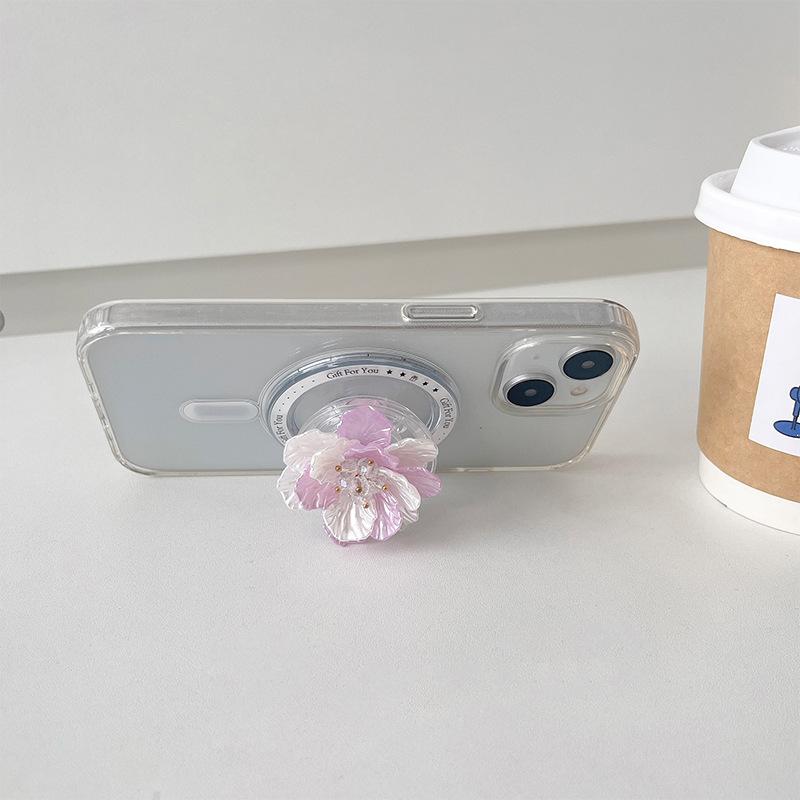 Magnetic Magsafe Three-Dimensional Shell Flower Mobile Phone Airbag Bracket Paste Retractable Women'S Drama Support