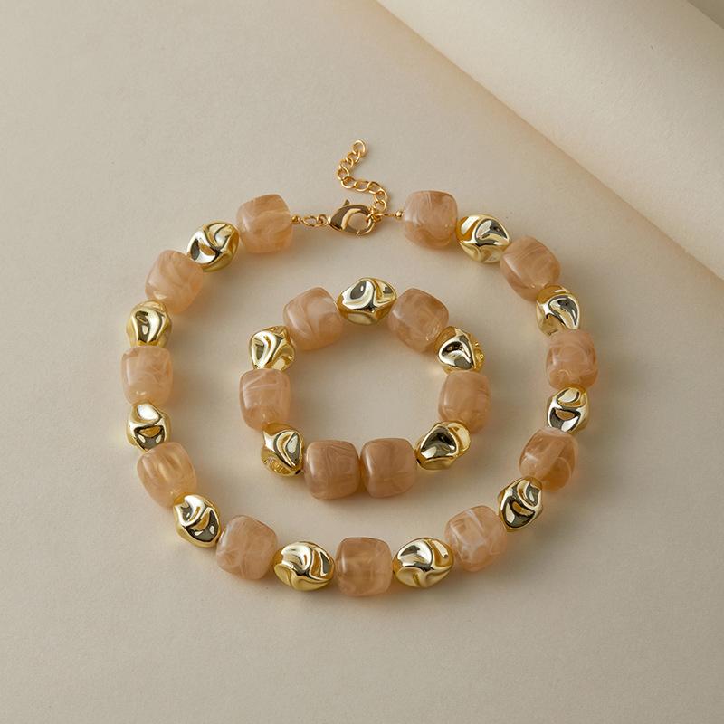 Colar Pulseira de Contas Irregulares em Acrílico para Mulheres Bangle Geométrico Bohemia Feito à Mão Acessórios de Joias para Casal