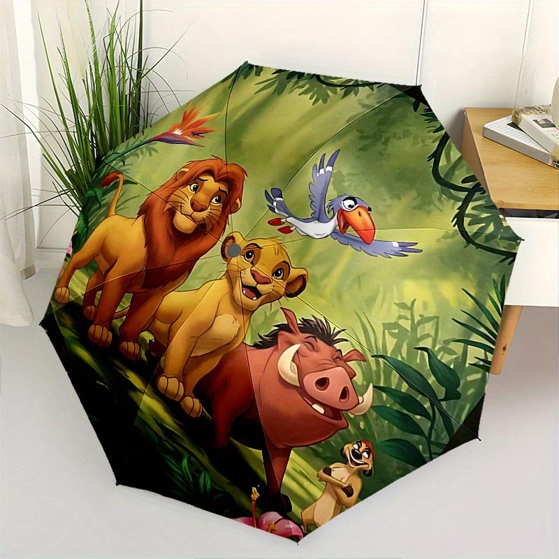

1 Auto Open Lion King characters, jungle setting Themed Colorful 8-rib Portable Umbrella for Men and Women, A Compact Commuting Companion Su