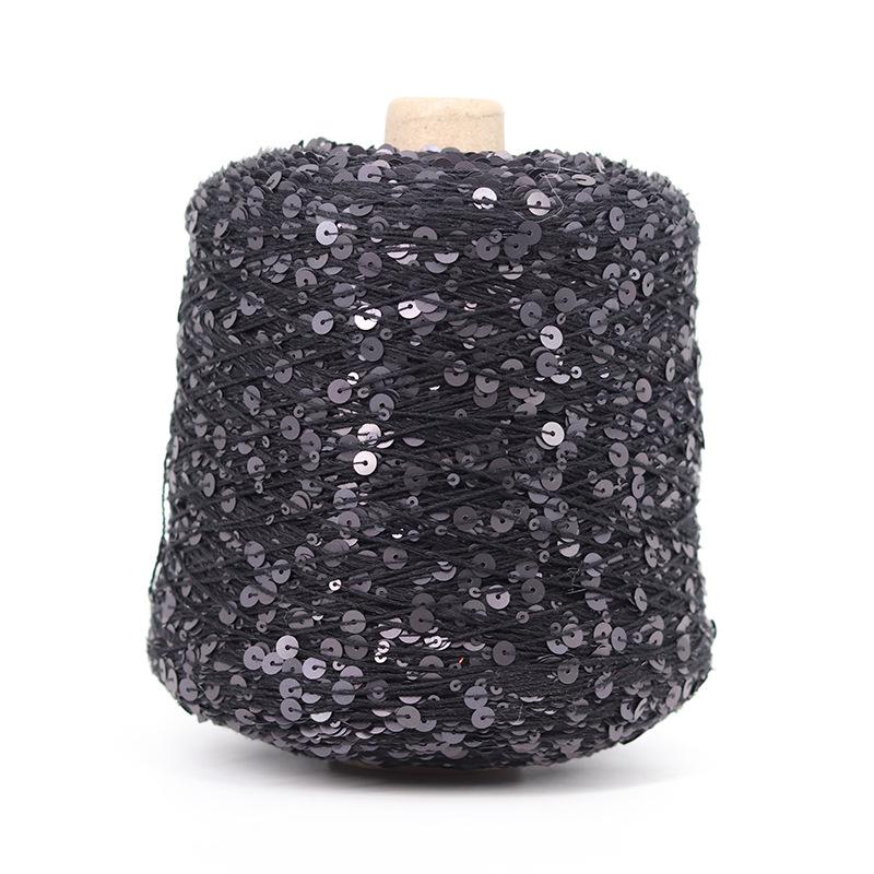 Hand-Knitted Bright Cotton Yarn with Sequins, 3MM+6MM, Combed and Fancy
