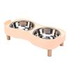 Elevated Dog Bowls Anti Tipping Raised Cat Bowl Stand with 2 Stainless Steel Bowls for UP to 15lbs Pets Pink