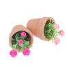 1Pcs Miniatura Miniatura Casa de Bonecas Rosa Planta em Vaso