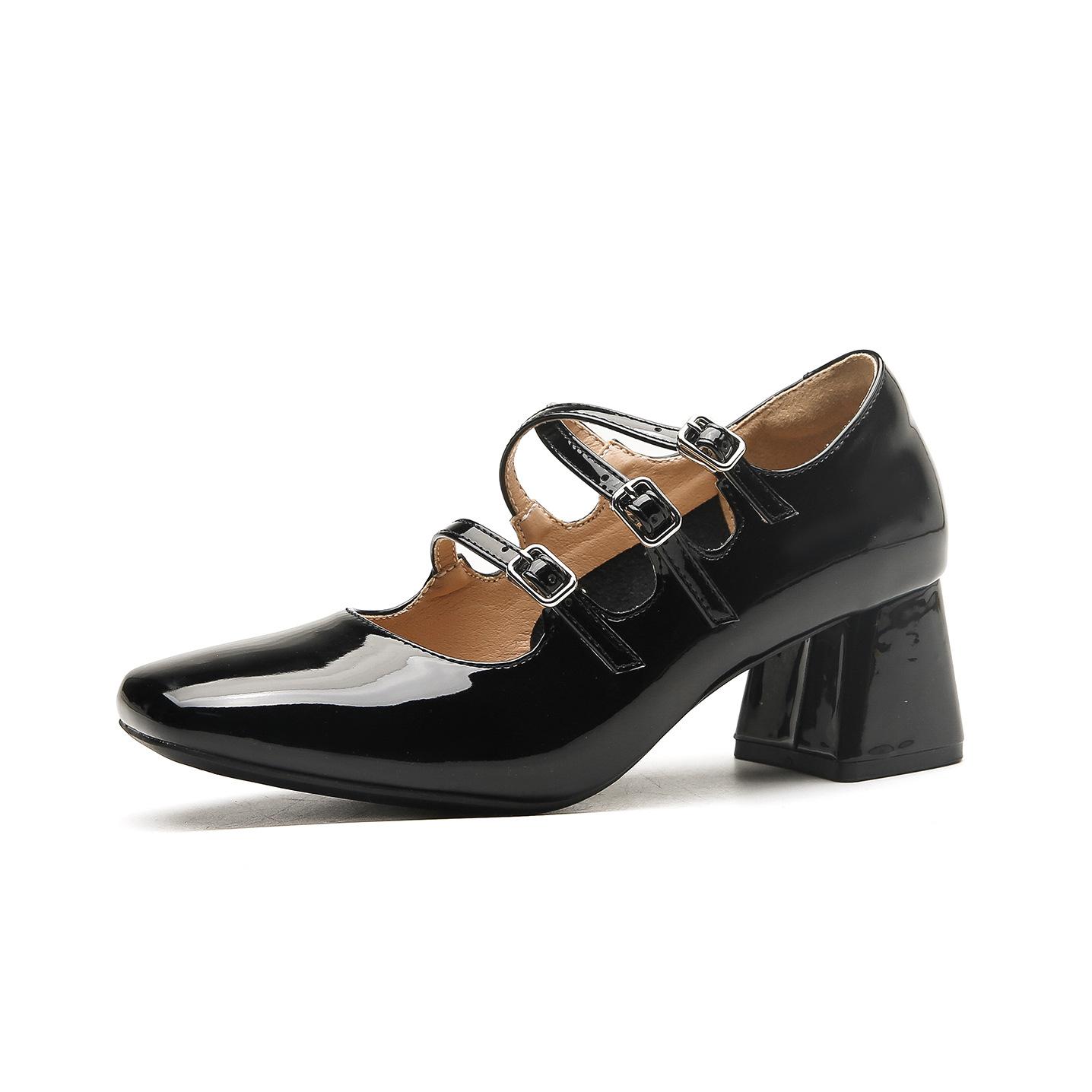 

Женские туфли на толстом каблуке Мэри Чжэн с перекрестным ремешком 6 см, бордовые, серебристые, с квадратным носком, демисезонные 40