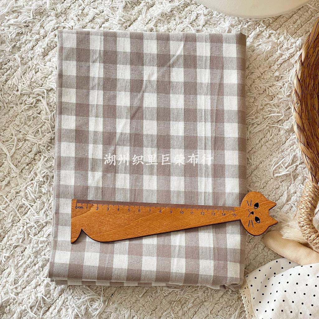 145x50cm Coffee Color Cotton Fabric Woven Check Cloth for Women Clothing Bags Hair Accessories Sewing Cloth