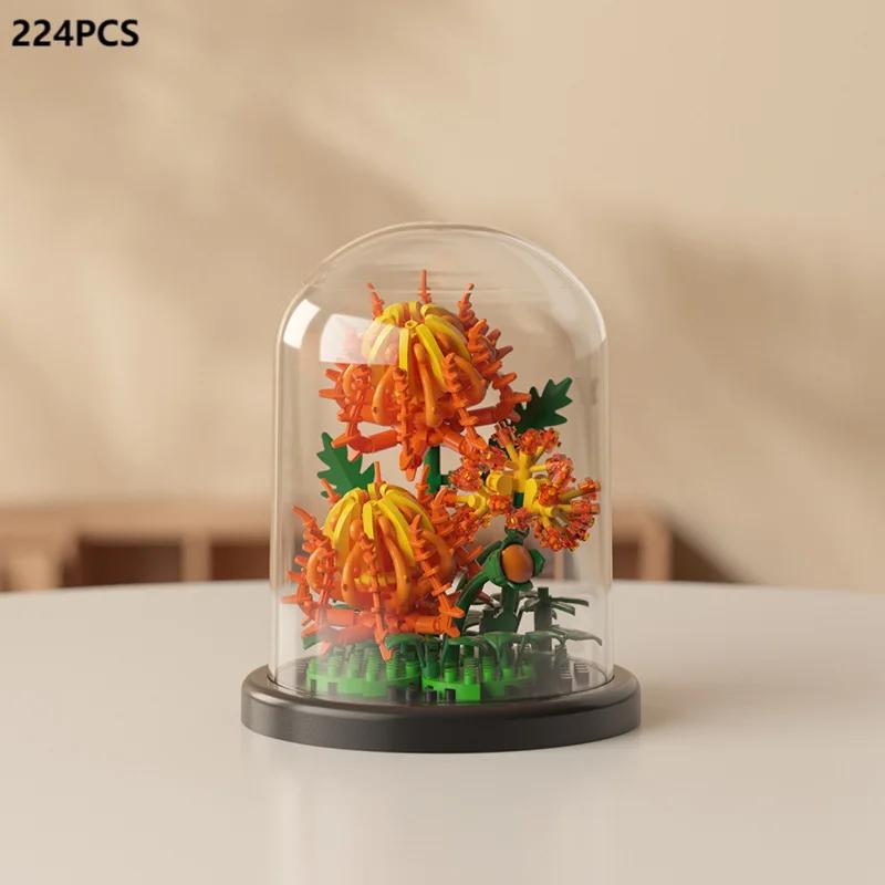 3D Eternal Bouquet Building Blocks MOC Flower Building Set - DIY Eternal Bouquet Display Box Brick Toy for Home Office Decor