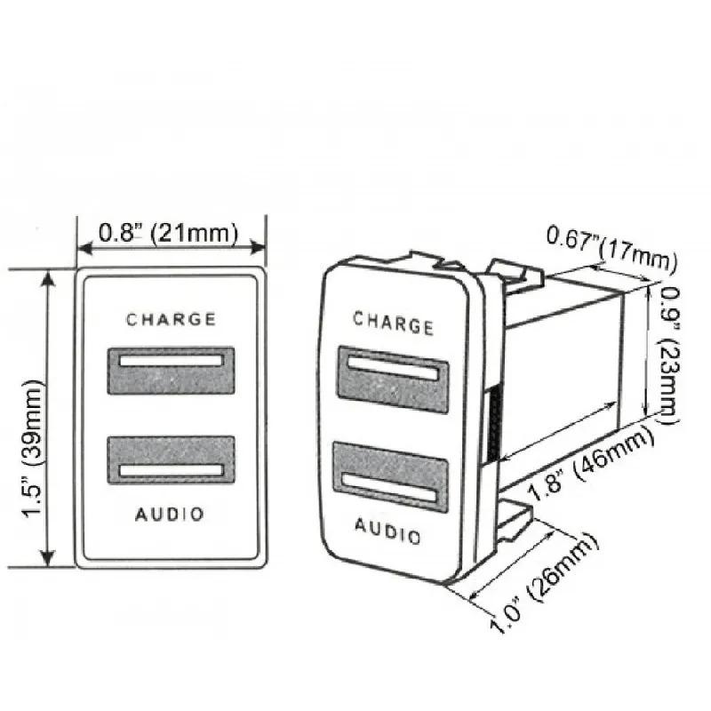 

New Car LED Dual USB Charger + Audio Port For Toyota FJ Cruiser Highlander Tacoma