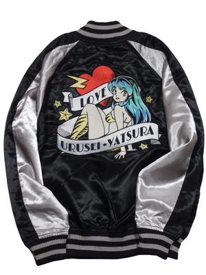 [Urusei Yatsura] Rumiko Takahashi Lum-chan Embroidered Sukajan Jacket Character Manga Anime (L, Black)