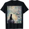 Monet Black Cat Water Lilies Art Cat Lover Men Women T-Shirt