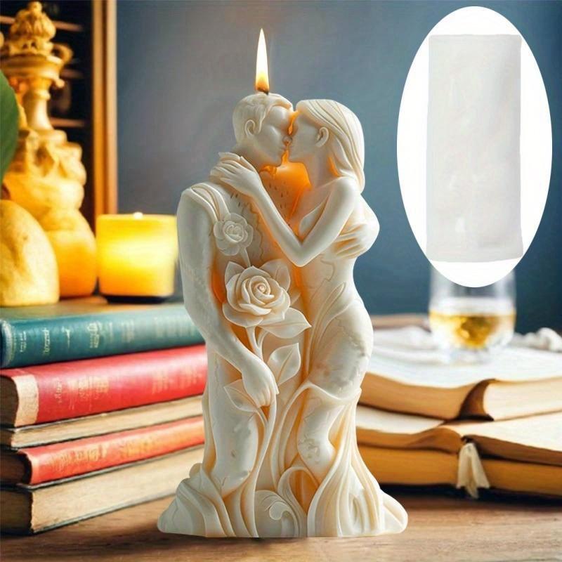 3D Rose Couple Candle Silicone Mold Men Women Embrace Couple Embrace Candle Mould Wedding Decor Valentine's Day Gift Resin Molds