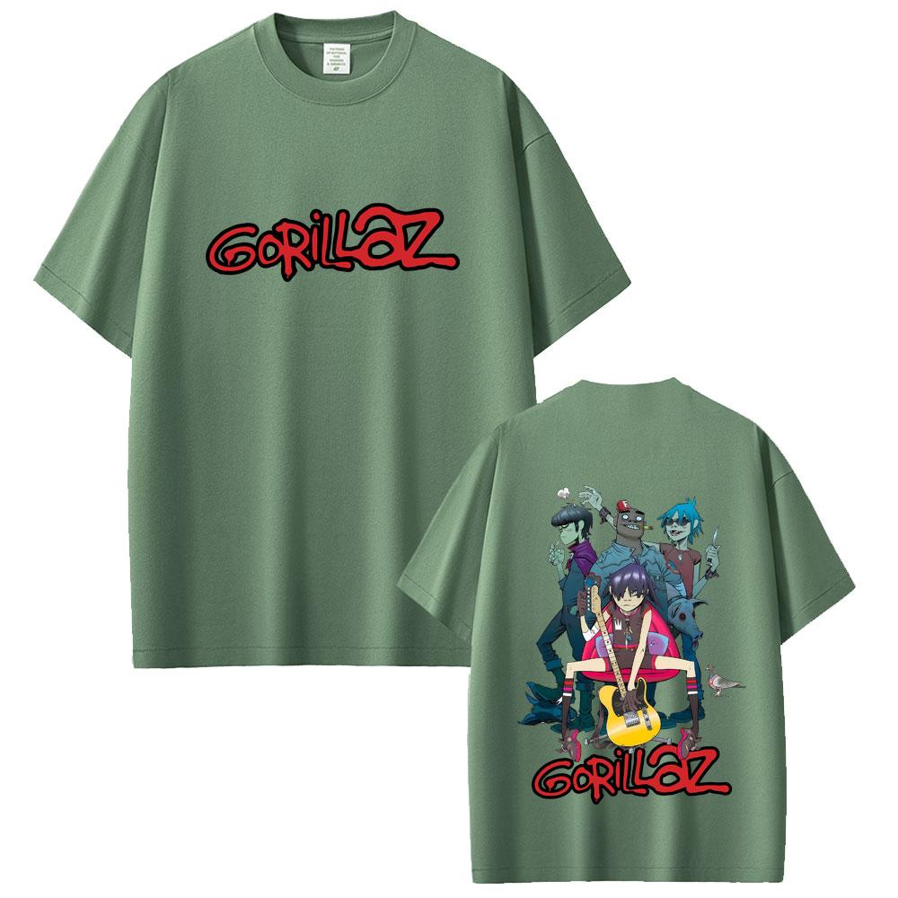 Rock Band Gorillaz Graphic Tshirt Men Women Hip Hop Gothic Pop Music Short Sleeve Male High Quality Soft Cotton Crewneck Tshirt