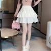 Summer Kawaii White Ruflles Skirt Women Fashion Slim Fit Chiffon Mini Skirts Giris Y2k All Match Elastic High Waist Black Skirt
