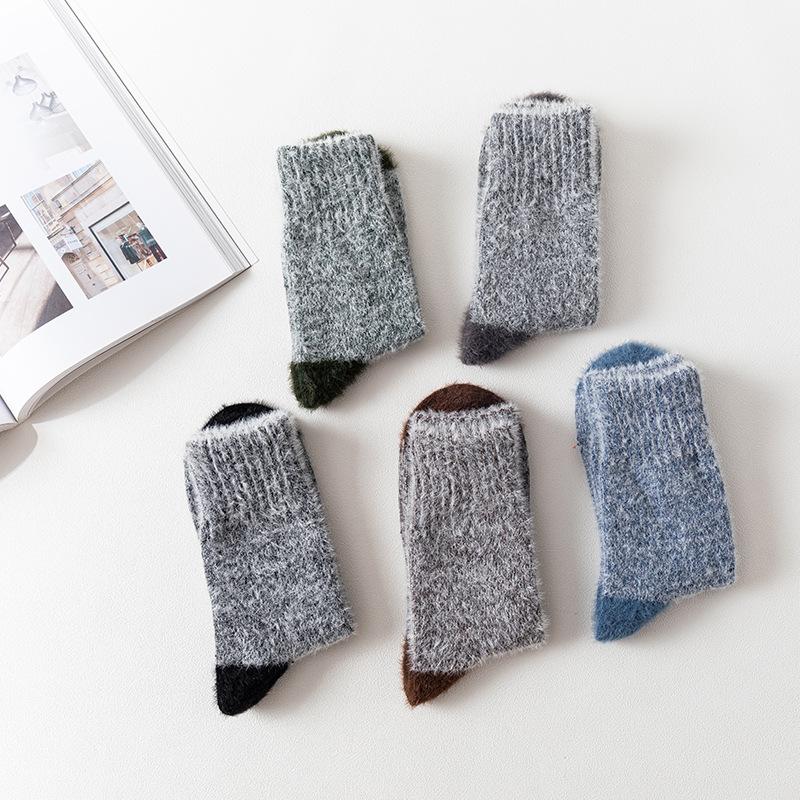 5 Pairs of Men's Autumn and Winter New Color Imitation Ferrets and Thick Warm Rabbit Wool Tube Socks