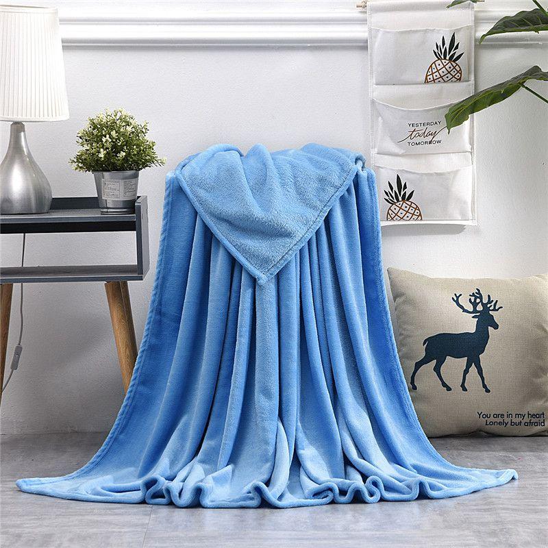 Sumptuous 22 Solid Colors Flannel Plush Fleece Blanket Perfect For Sofa Relaxation