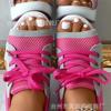 Sandals Women's Summer New Fashion Fish Mouth Sandals Lace-up Wedge Heel Rocking Bottom Sports Sandals