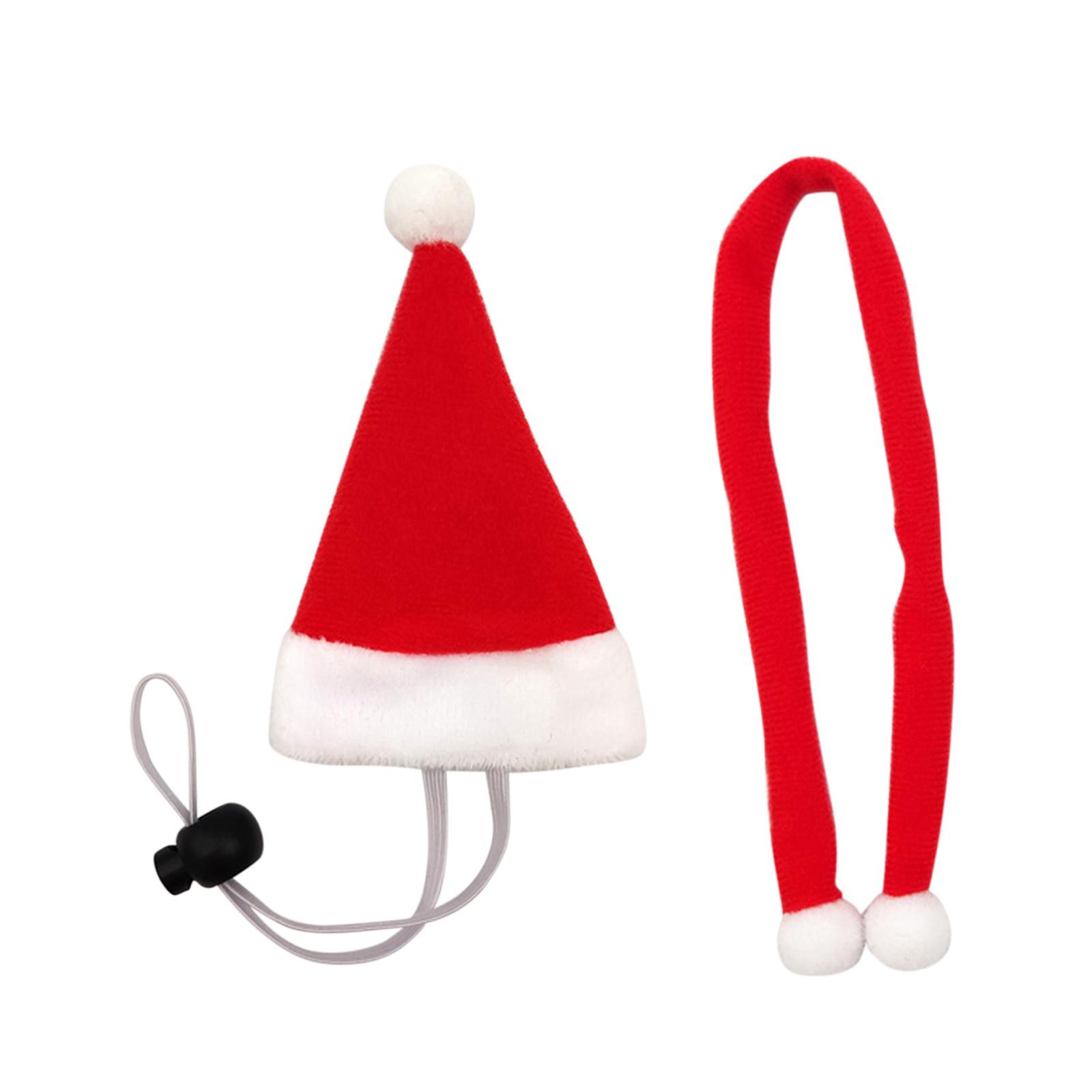 

Pet Mini Knitted Christmas Santa Claus Hat Scarf Set Festive Warm Accessories Style C