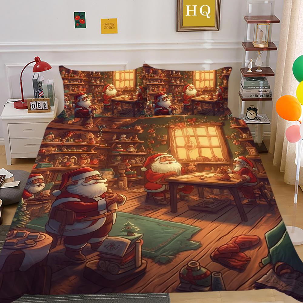 

Рождественская печать 3D-печать Полиэстеровая наволочка Пододеяльник Набор из двух или трех предметов EU Single 135*200